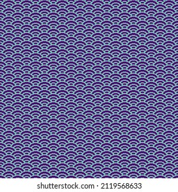 colorful simple vector pixel art seamless pattern of minimalistic turquoise and purple scaly japanese water waves pattern
