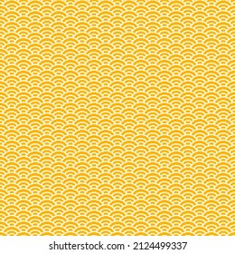 colorful simple vector pixel art seamless pattern of minimalistic sand and canary yellow scaly japanese water waves pattern
