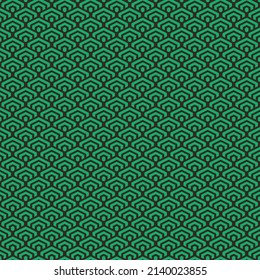 colorful simple vector pixel art green and black seamless pattern of minimalistic geometric scaly hexagon pattern in japanese style