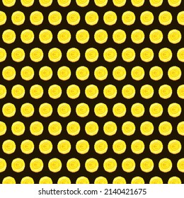 colorful simple vector pixel art seamless pattern of gold coin with euro symbol