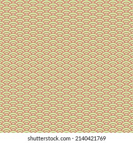 colorful simple vector pixel art seamless pattern of minimalistic mint green and candy pink scaly japanese water waves pattern