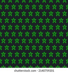 colorful simple vector pixel art seamless pattern of neon green pentagram star sign