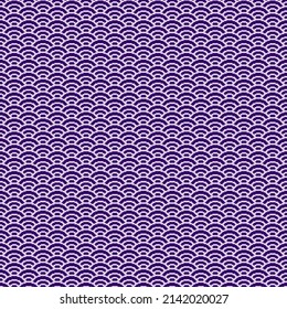 farbenfrohe, einfache Vektorgrafik-Art nahtloses Muster minimalistischer Minz-blauer Magenta und tiefvioletter, schuppiger japanischer Wasserwellen-Muster