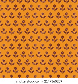 colorful simple vector pixel art carrot orange and catawba seamless pattern of abstract blooming tulip flower