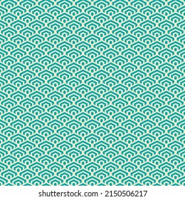colorful simple vector pixel art seamless pattern of minimalistic persian green and champagne colors geometric scaly hexagon pattern in japanese style