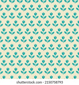 colorido arte simple vectorial píxel sin fisuras patrón de colores minimalista persa verde y champán tulipán floreciente abstracto