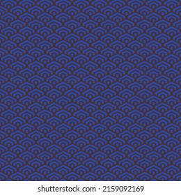 colorful simple vector pixel art seamless pattern of minimalistic denim blue and brown coffee colors geometric scaly hexagon pattern in japanese style