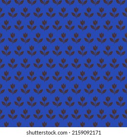 colorido arte simple vectorial píxel sin fisuras patrón de denim minimalista color café azul y marrón tulipán floreciente abstracto
