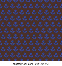 colorido arte simple vectorial píxel sin fisuras patrón de denim minimalista color café azul y marrón tulipán floreciente abstracto