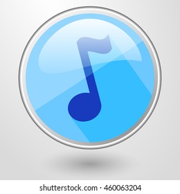 colorful simple vector round glass icon of musical note