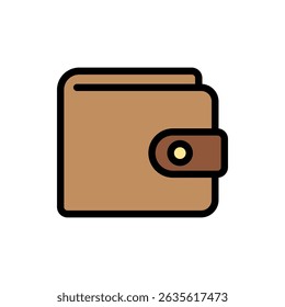 Colorful simple wallet icon in colored outline style. Perfect for expenses, cash, shopping, and mobile finance apps.