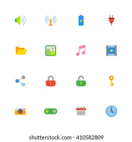 colorful simple web icon set for web design, user interface (UI), infographic and mobile application (apps)