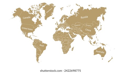 Mapa del mundo colorido y simple con los países