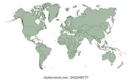 Mapa del mundo colorido y simple con los países