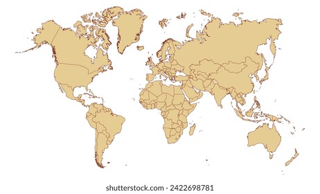 Colorful simple World Map with countries