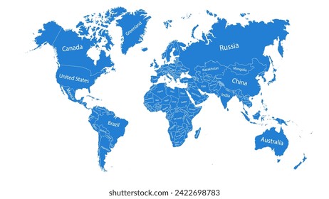 Mapa del mundo colorido y simple con los países