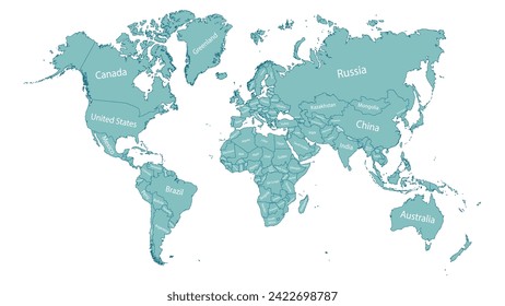 Colorful simple World Map with countries