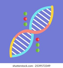 A colorful and simplified illustration of a DNA double helix, perfect for educational materials, presentations, or any project related to genetics, biology, and science.