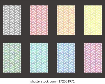 Colorful simplistic arrows. Abstract vector wallpaper. Colorful business card background.
