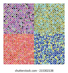 Colorful simplistic mosaic and minimalist abstract vector wallpaper. Square and round pattern background. You can use to show the feeling of clothes or package.