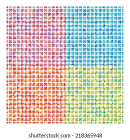 Colorful simplistic mosaic and minimalist abstract vector wallpaper. Square and round pattern background. You can use to show the feeling of clothes or Four Seasons.