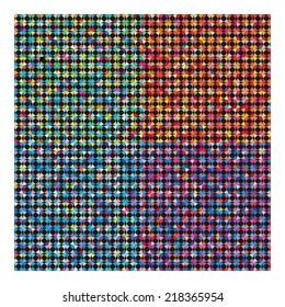 Colorful simplistic mosaic and minimalist abstract vector wallpaper. Square and round pattern background. You can use to show the feeling of clothes or Four Seasons.