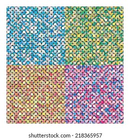 Colorful simplistic mosaic and minimalist abstract vector wallpaper. Square and round pattern background. You can use to show the feeling of clothes or Four Seasons.