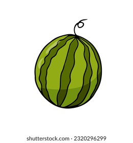 Colorful single element of cute cartoon watermelon in doodle style. Element for print, postcard, design menu, textile, poster, textile or advertising. Vector illustration EPS10. 