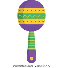 Colorful single maraca shaker musical percussion instrument vector
