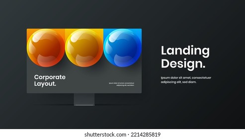 Colorful site vector design concept. Clean desktop mockup landing page illustration.