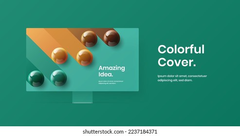 Colorful site vector design concept. Original computer monitor mockup web project layout.