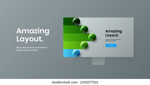 Colorful site vector design layout. Modern monitor mockup landing page illustration.