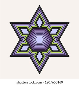 Colorful six pointed star