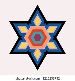 Colorful six pointed star vector