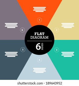 Colorful six sided full background stripe puzzle presentation diagram infographic template with explanatory text field