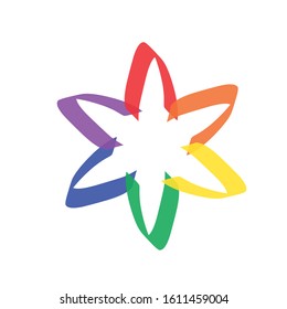 colorful six star logo vector art design template