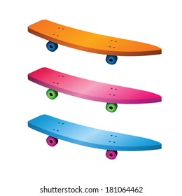 Colorful skateboard set in sharp neon colors