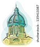 Colorful sketch of cathedral