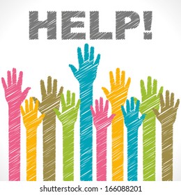 colorful sketch helping hand background vector