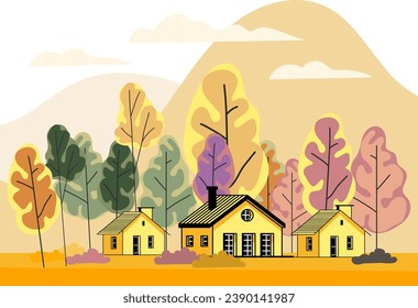 Colorful sketch of a house. Small business, marketing and packaging design. Cute building illustration. Cartoon.