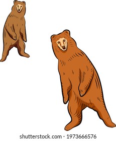 Colorful sketch of standing up bear. Surprised or afraid.