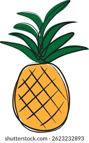Colorful Sketch Style Tropical Pineapple Vector