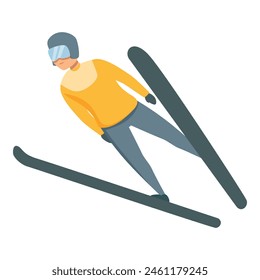 Colorful ski jumper icon cartoon vector. Happy sportsman. Game outdoor