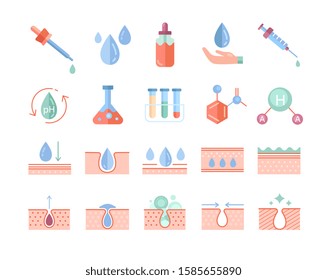 Colorful skin care and beauty cosmetics icons set. Vector illustration