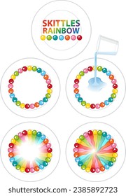 Colorful Skittles used for science experiments in a vector illustration