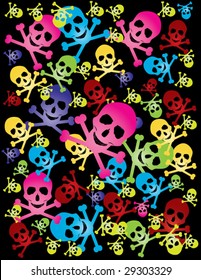 colorful skull background