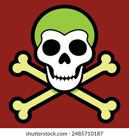 Colorful Skull and Crossbones Ilustration