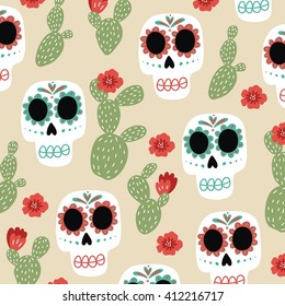 Colorful skull cute pattern