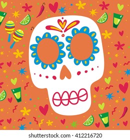 Colorful skull cute pattern