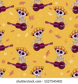 colorful skull cute pattern, Mexican day of the dead